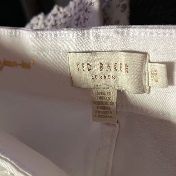 TED
BAKER Gold Bead Embroidered Hem Lillya Dainty Studded Jean retail $175 NWT - Picture 13 of 15